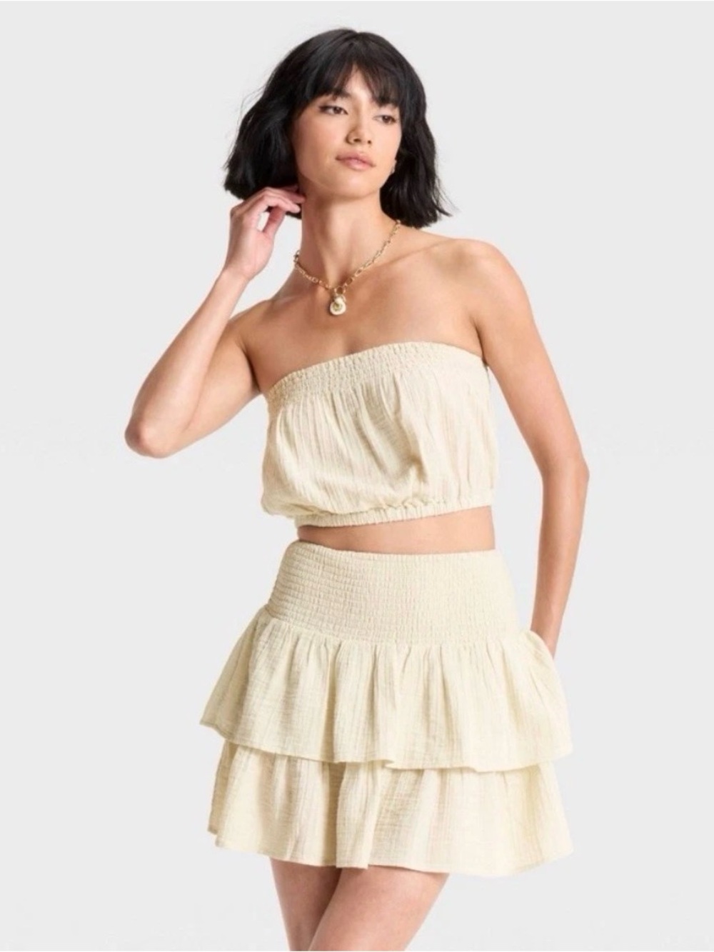 Universal Thread Women's Crinkle Gauze Tube Top XS